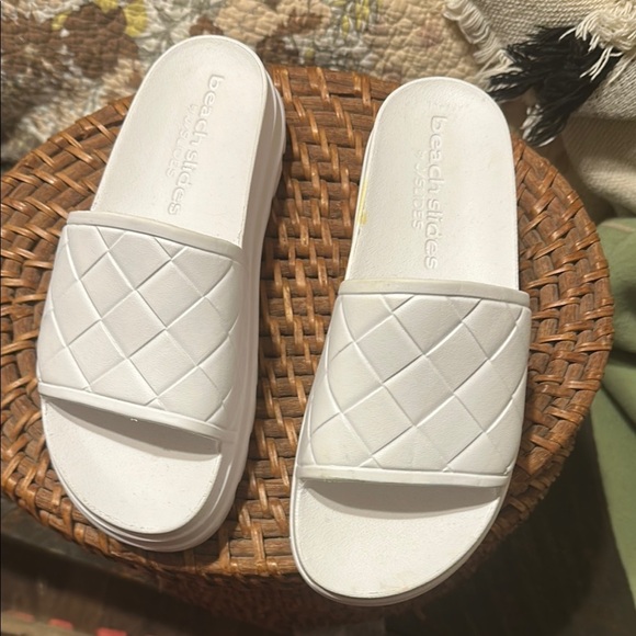 beach slides by j slides Shoes - Women's White Sandals